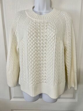 Sweater Pearls Cable Knit Romantic Feminine